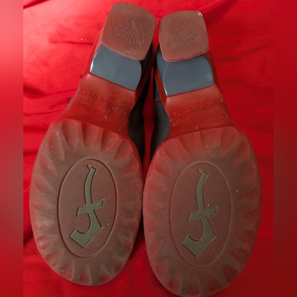 Fluevog Liz Shoes In Grey And Red - Special Rouge Edition - Picture 4 of 7